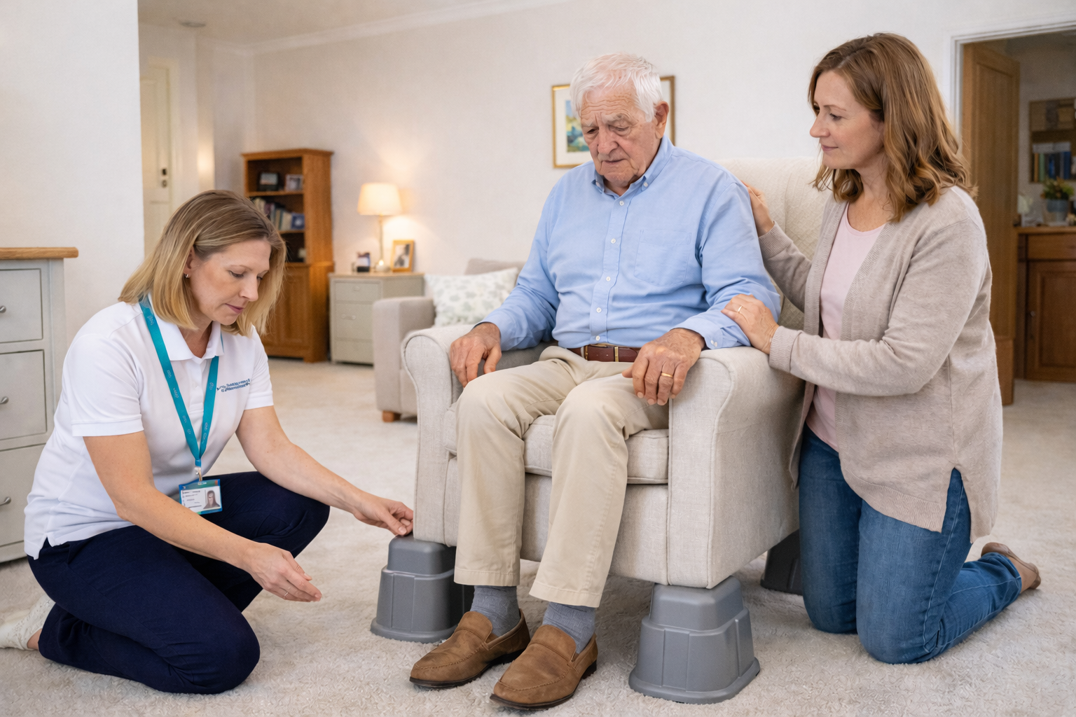 Occupational therapist supporting a patient at home