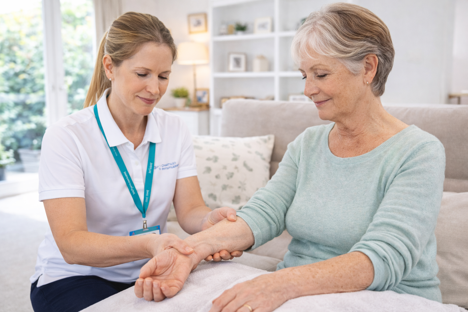 Healthcare professional discussing personalised care with an older patient at home